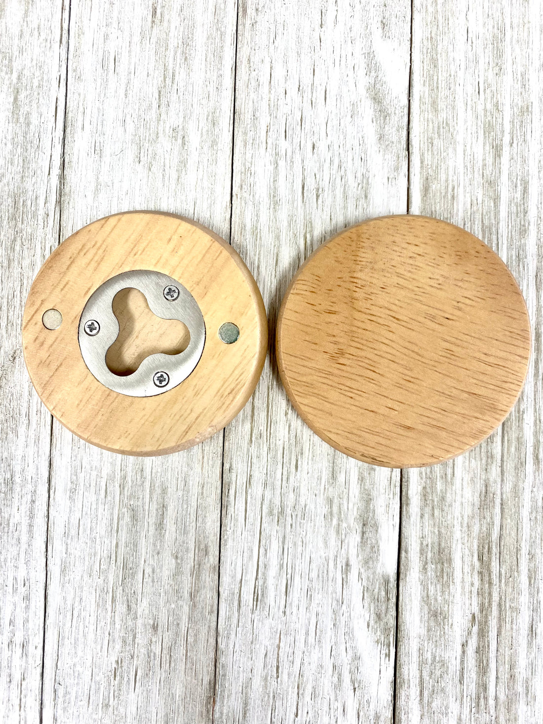 Round Wood Magnetic Bottle Opener