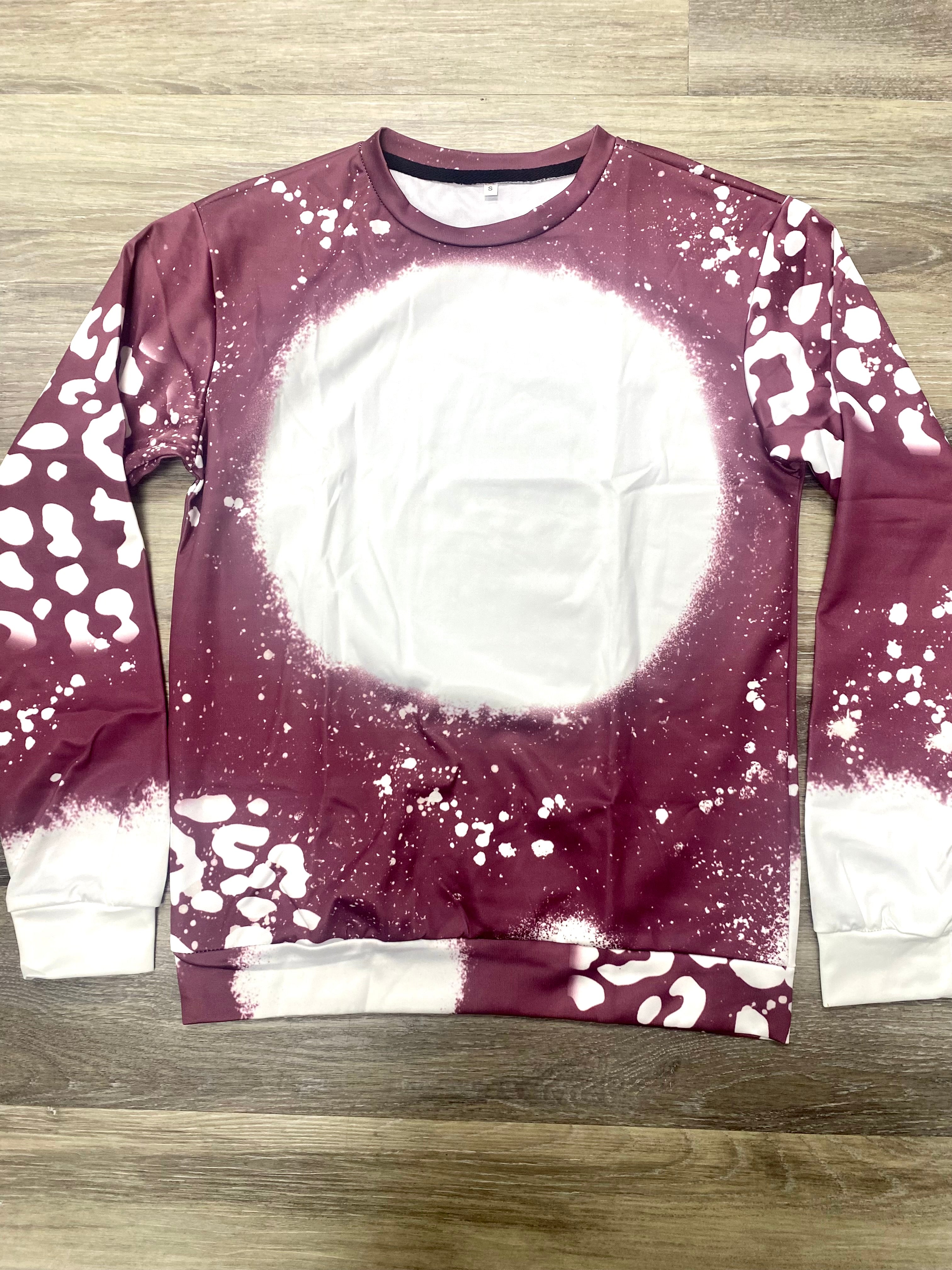Maroon Leopard Faux Bleached Crewneck