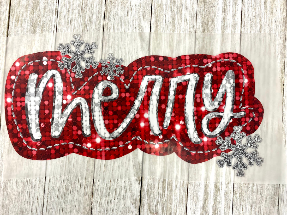 Merry Faux Sequin Snowflakes DTF Transfer