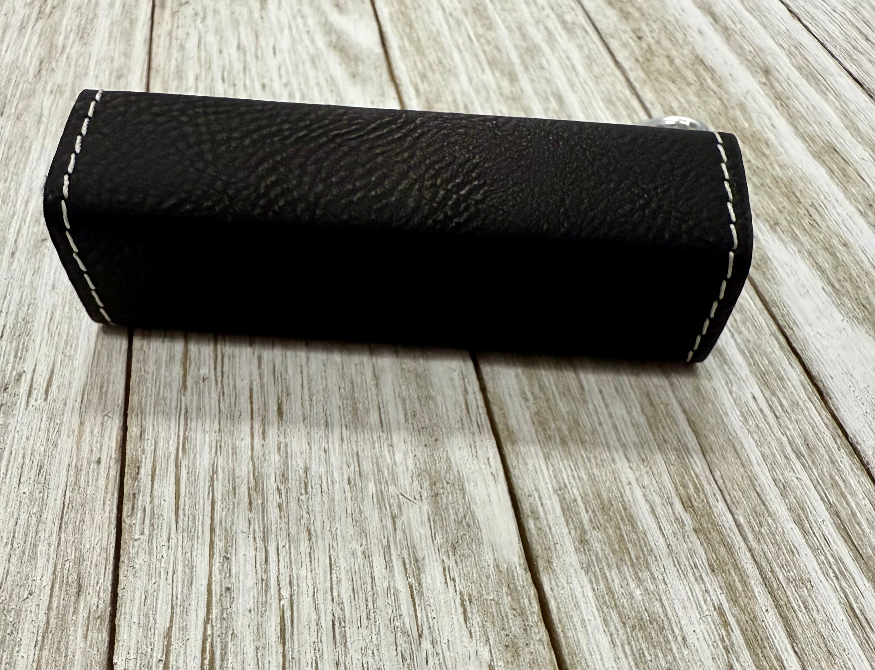 Black/Silver Laserable Leatherette 2200 mAh Power Bank with USB Cord