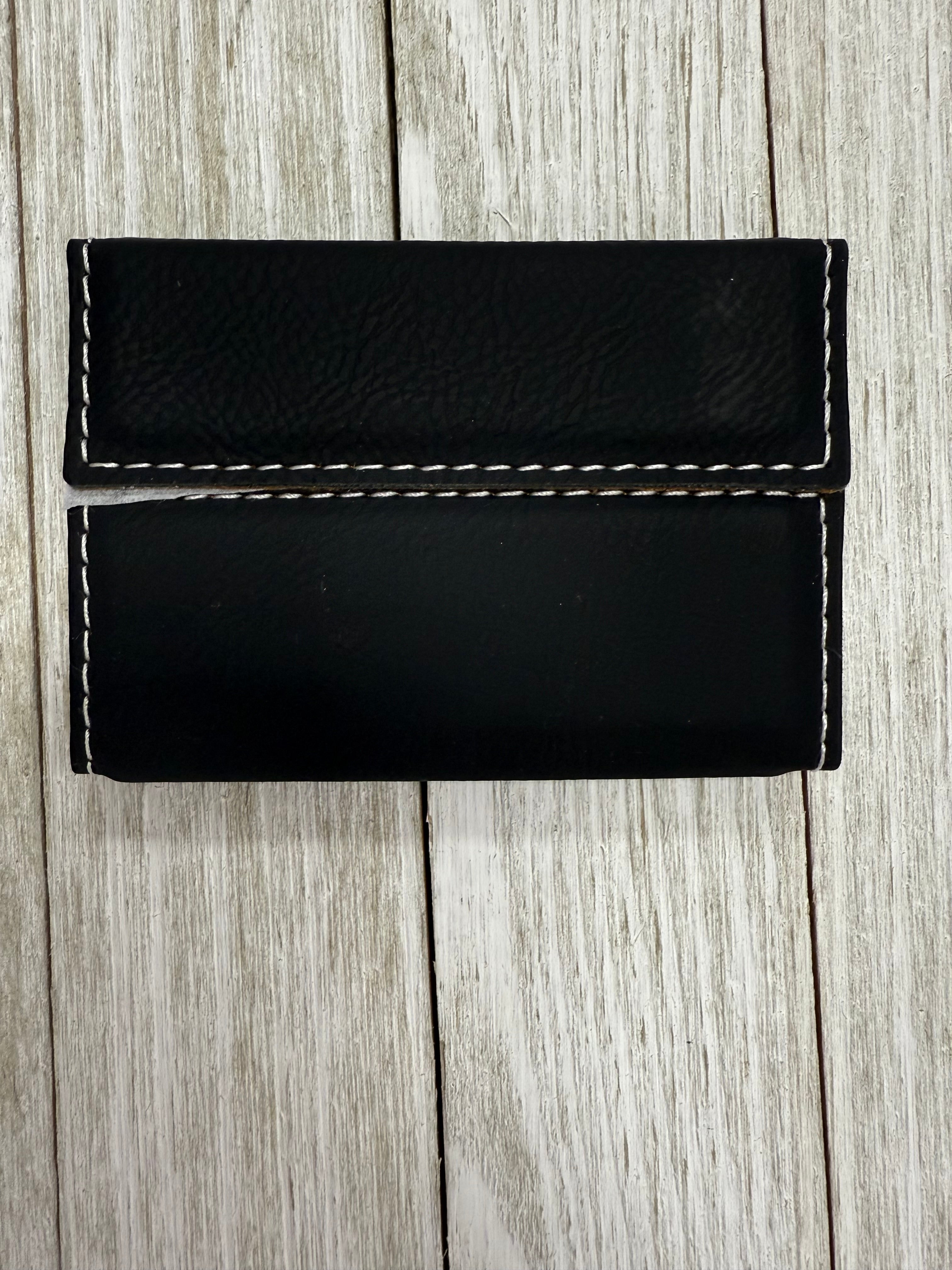 Black/Silver Laserable Leatherette Hard Business Card Holder