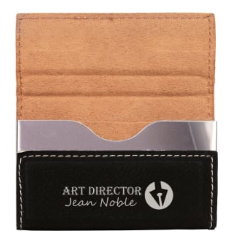 Black/Silver Laserable Leatherette Hard Business Card Holder