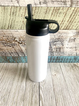 White Sublimation Water Bottle w/Flip up Top