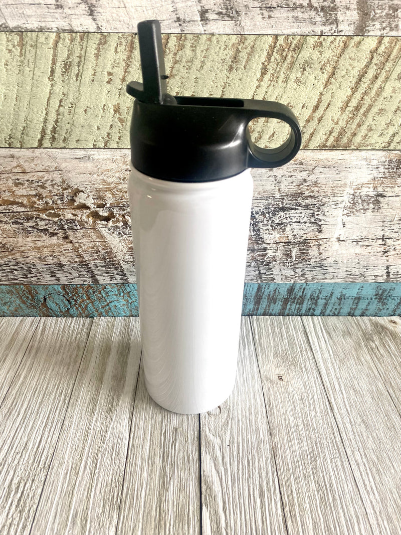 White Sublimation Water Bottle w/Flip up Top