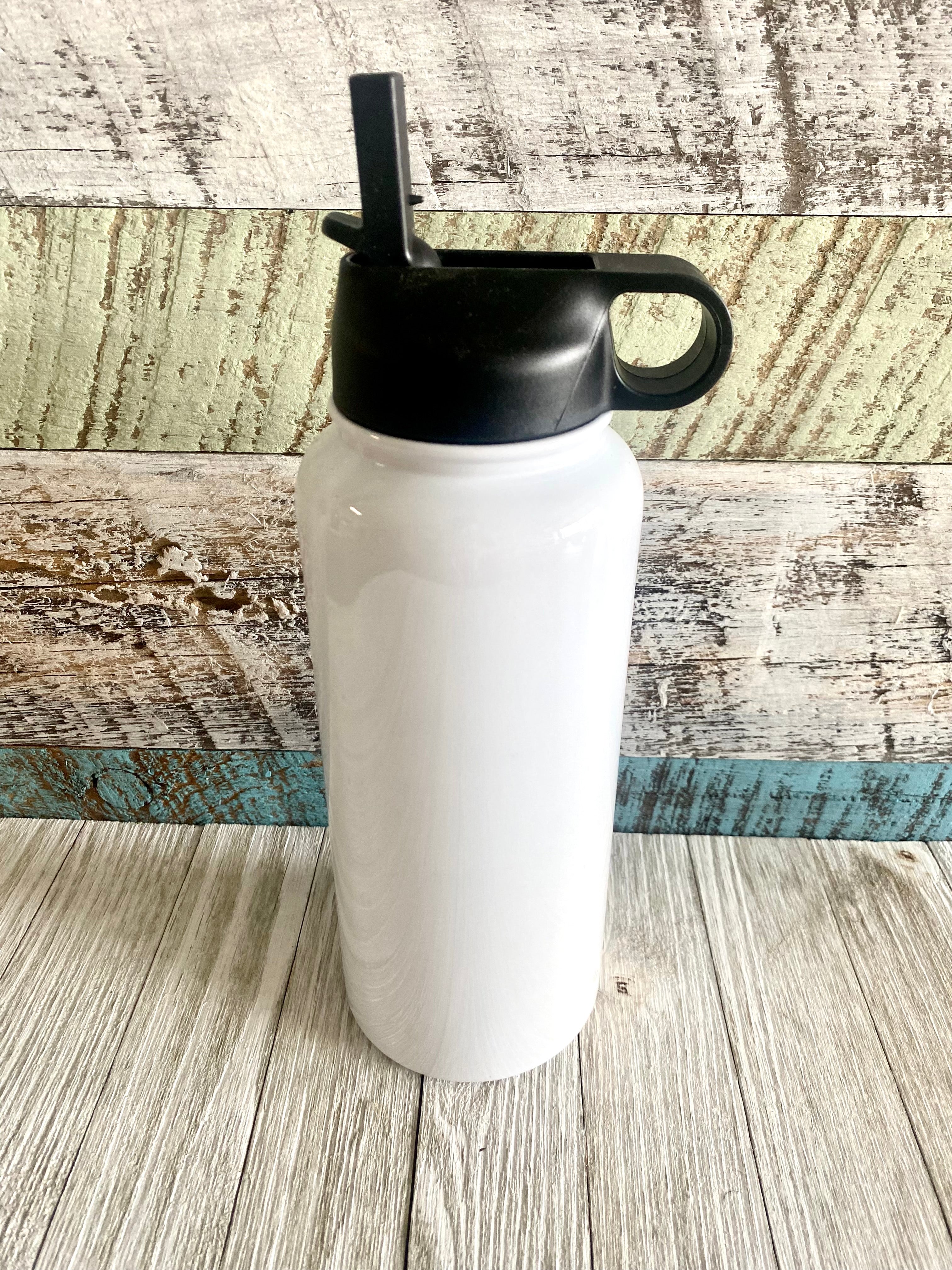 White Sublimation Water Bottle w/Flip up Top