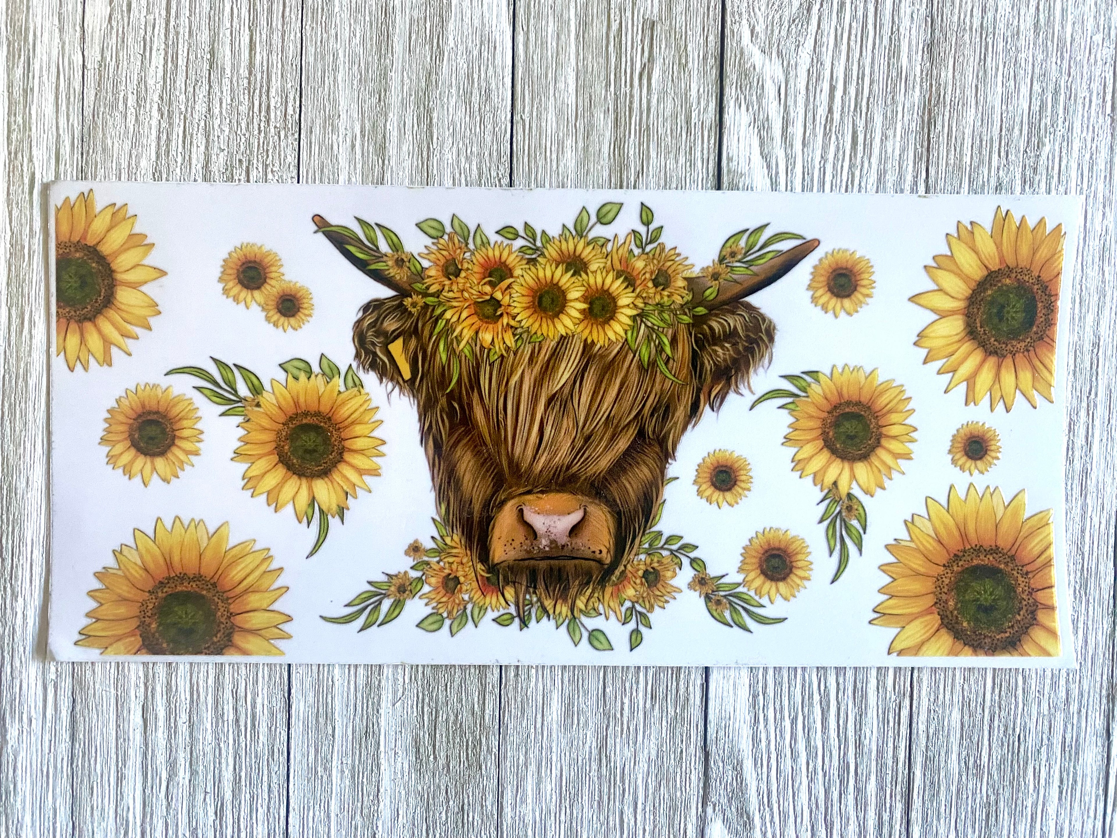 Sunflower Cow UV DTF Cup Wrap