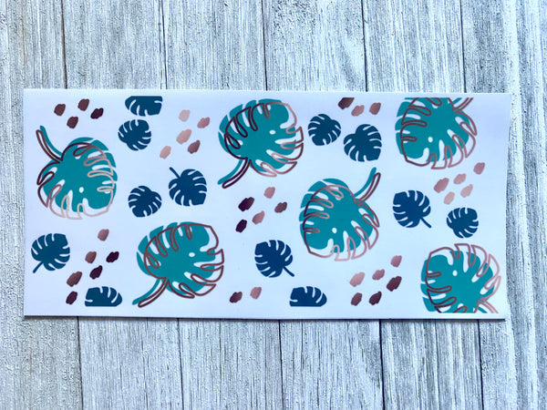 Floral Palm Leaf's UV DTF Cup Wrap