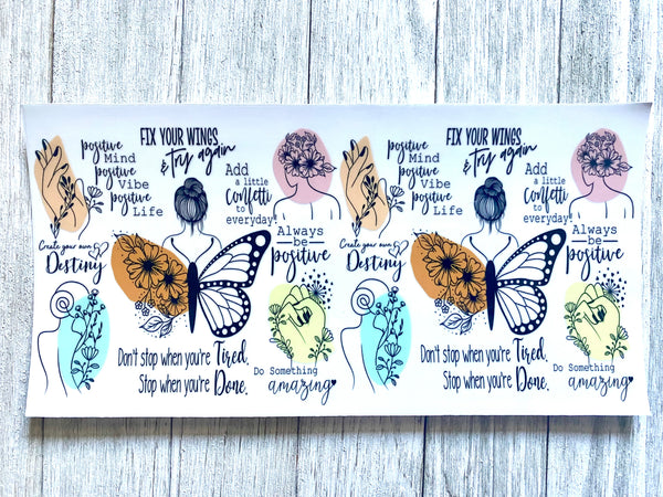 Positive Butterflies UV DTF Cup Wrap