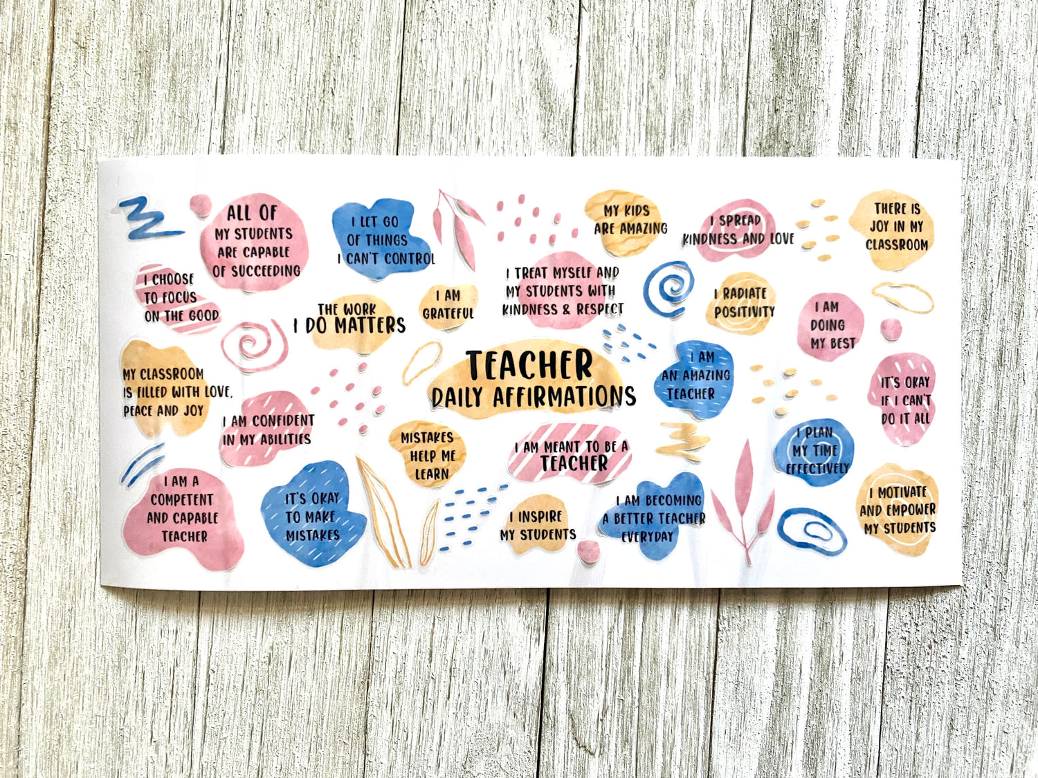 Teacher Affirmations UV DTF Cup Wrap