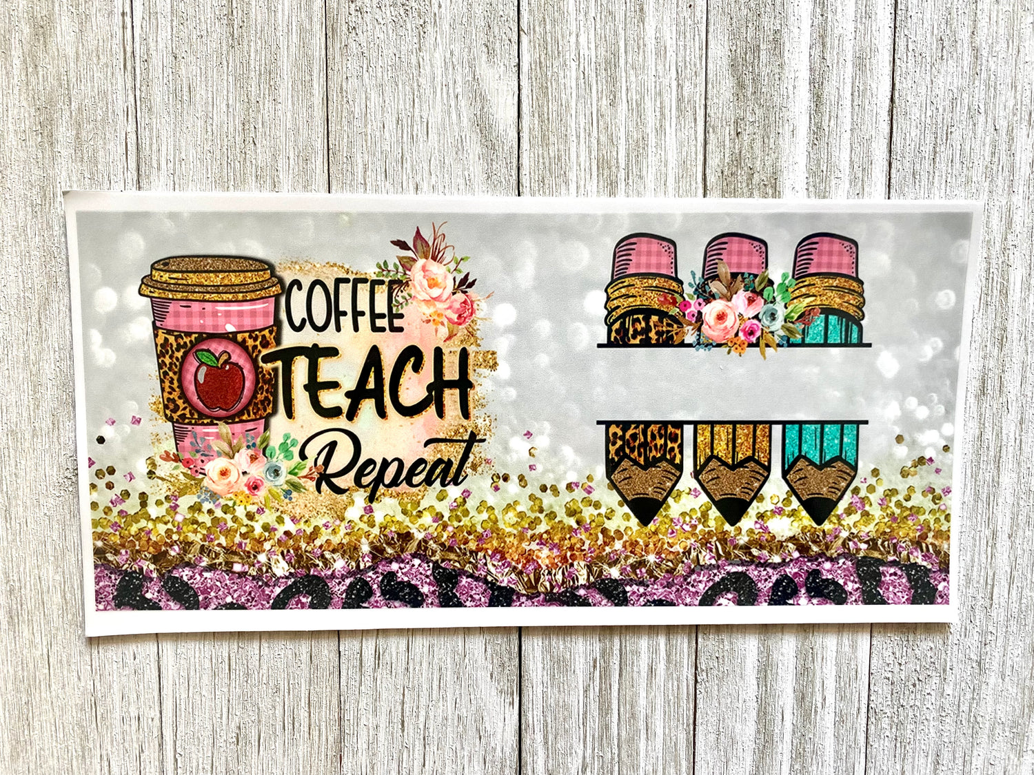 Coffee Teach Repeat UV DTF Cup Wrap