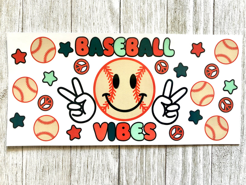 Baseball Vibes UV DTF Cup Wrap