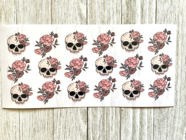 Mini Skull Flowers UV DTF Cup Wrap
