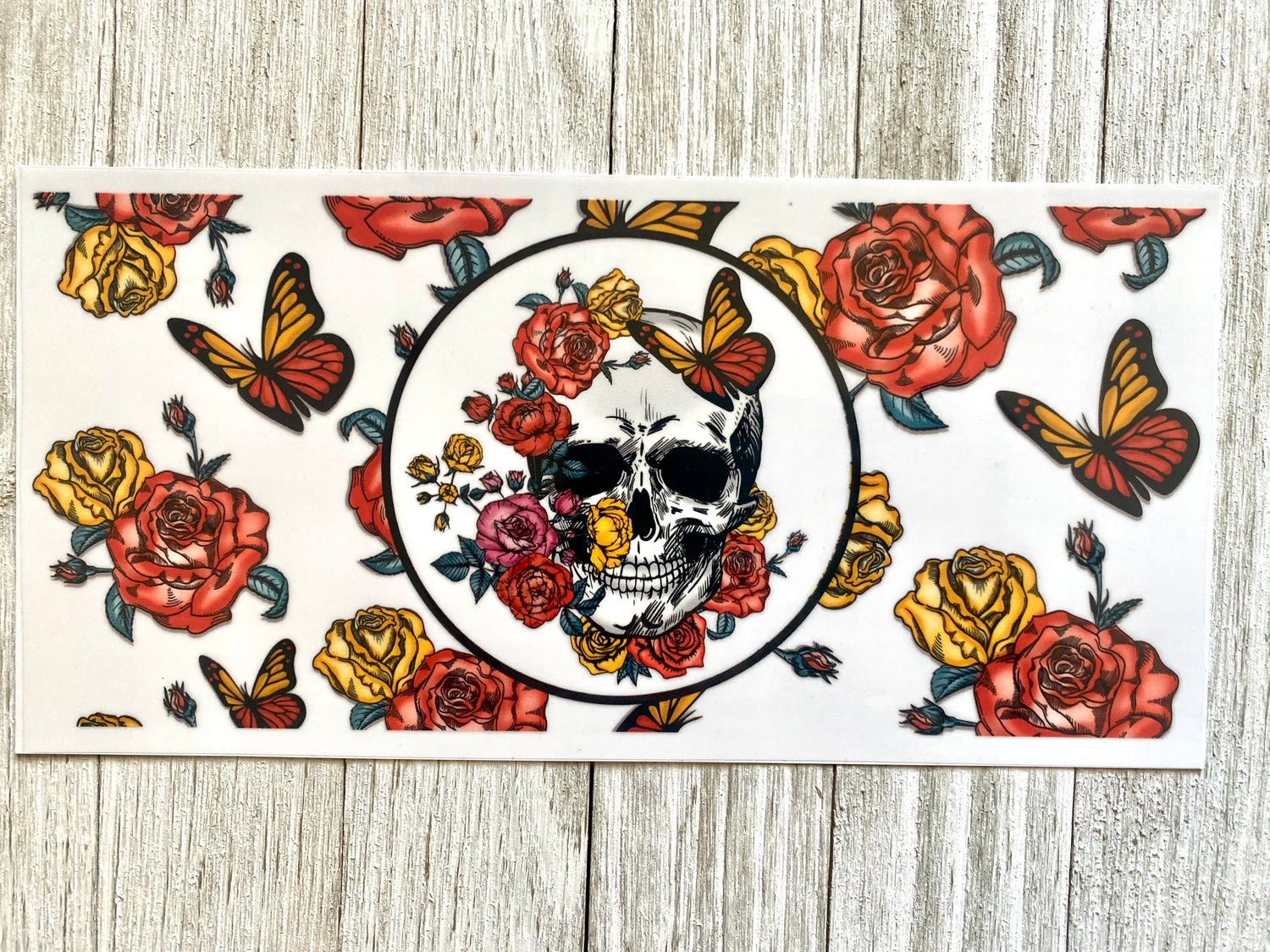 Skull Monarch UV DTF Cup Wrap