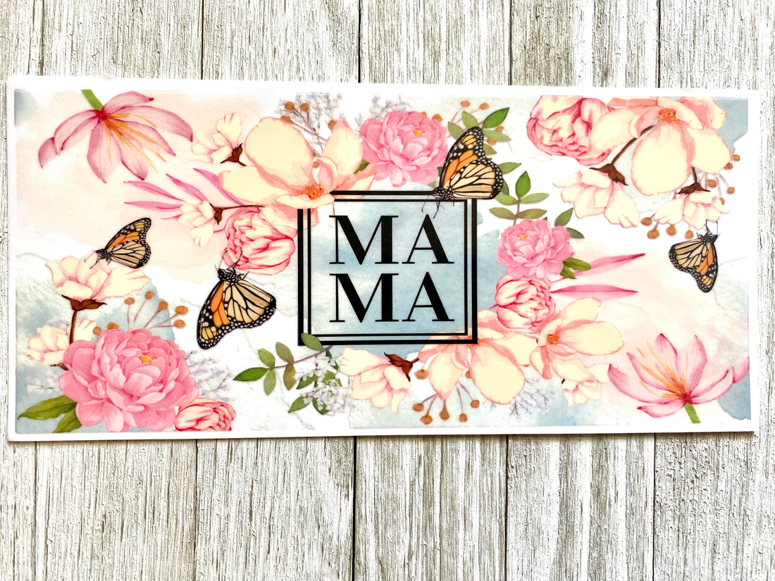 Mama Butterfly Flowers UV DTF Cup Wrap