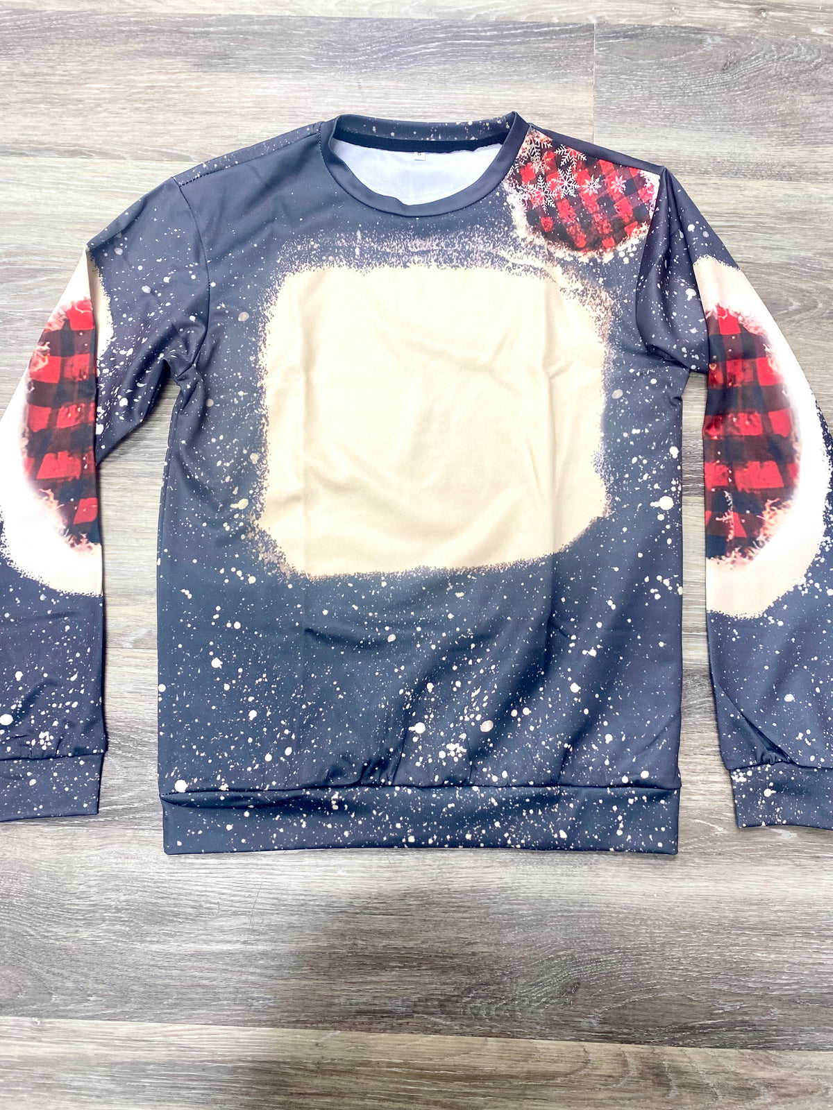 Buffalo Plaid Crewneck, Faux Bleached Apparel, Trendy Plaid Fashion, Stylish Crewneck Sweatshirt, Bleached Buffalo Check, Urban Streetwear, Fashionable Tartan Print, Cozy Winter Wardrobe, Rustic Chic Sweatshirt, Vintage-inspired Crewneck, Bleached Buffalo Pattern, Modern Plaid Clothing, Casual Urban Style, Distressed Checkered Top,
