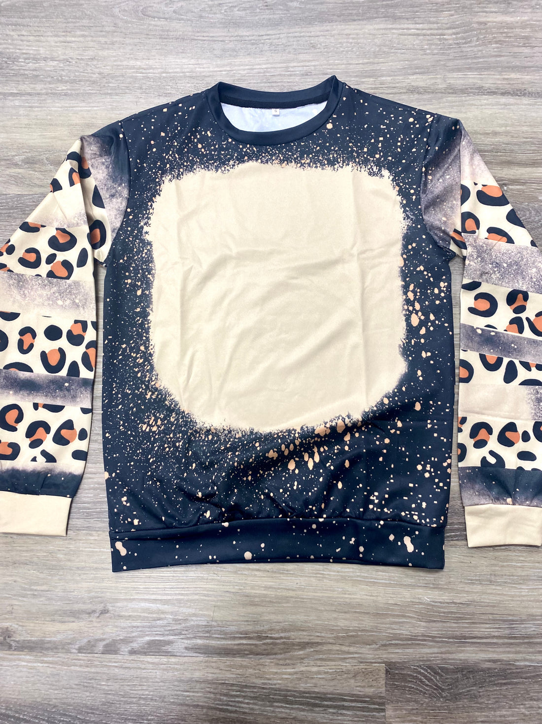 Tan/Black Leopard Faux Bleached Crewneck