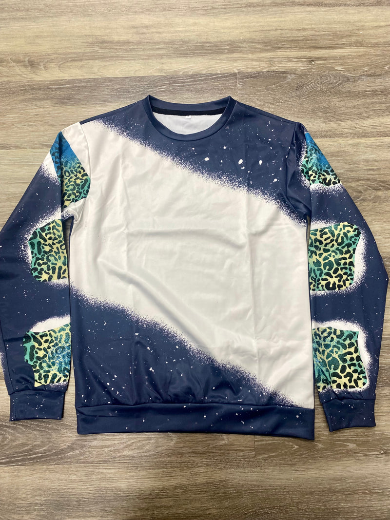 Navy Leopard Faux Bleached Crewneck