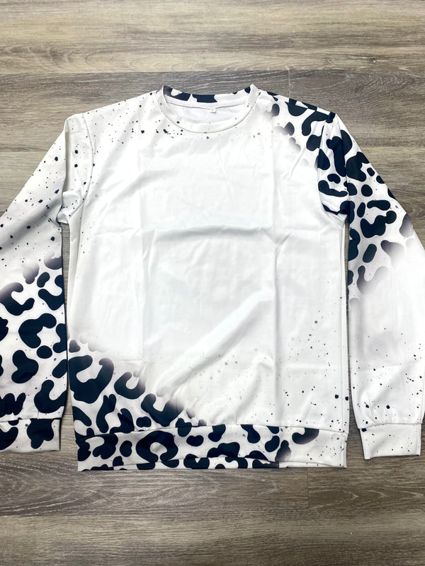 White Leopard Faux Bleached Crewneck