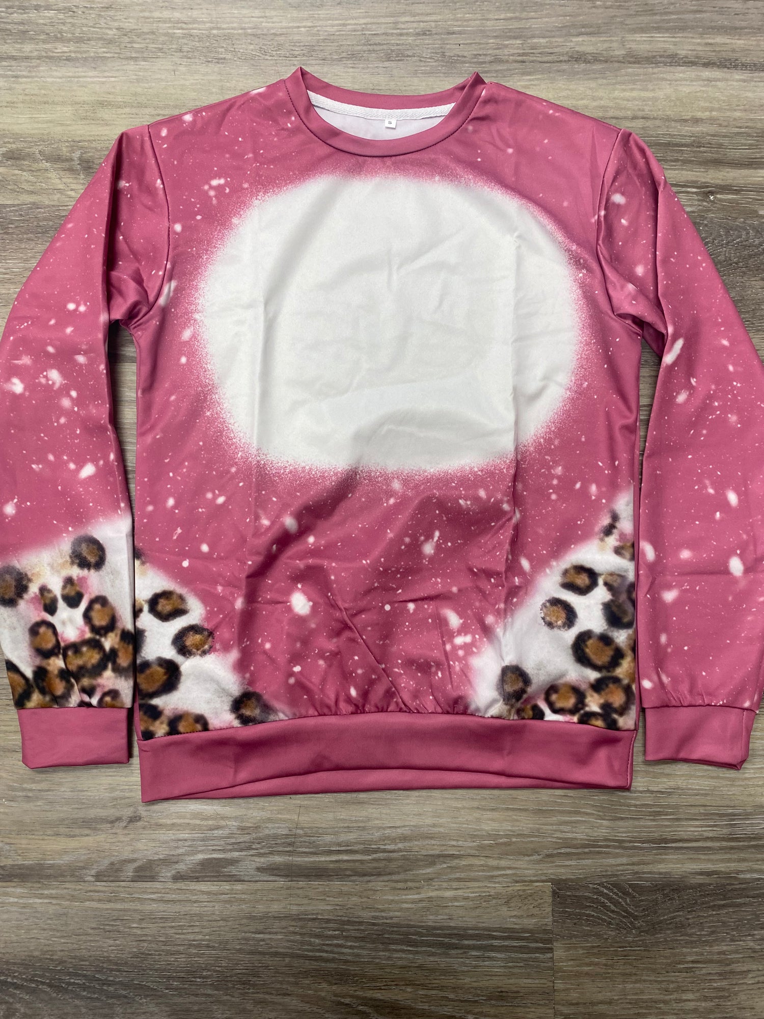 Pink Leopard Faux Bleached Crewneck