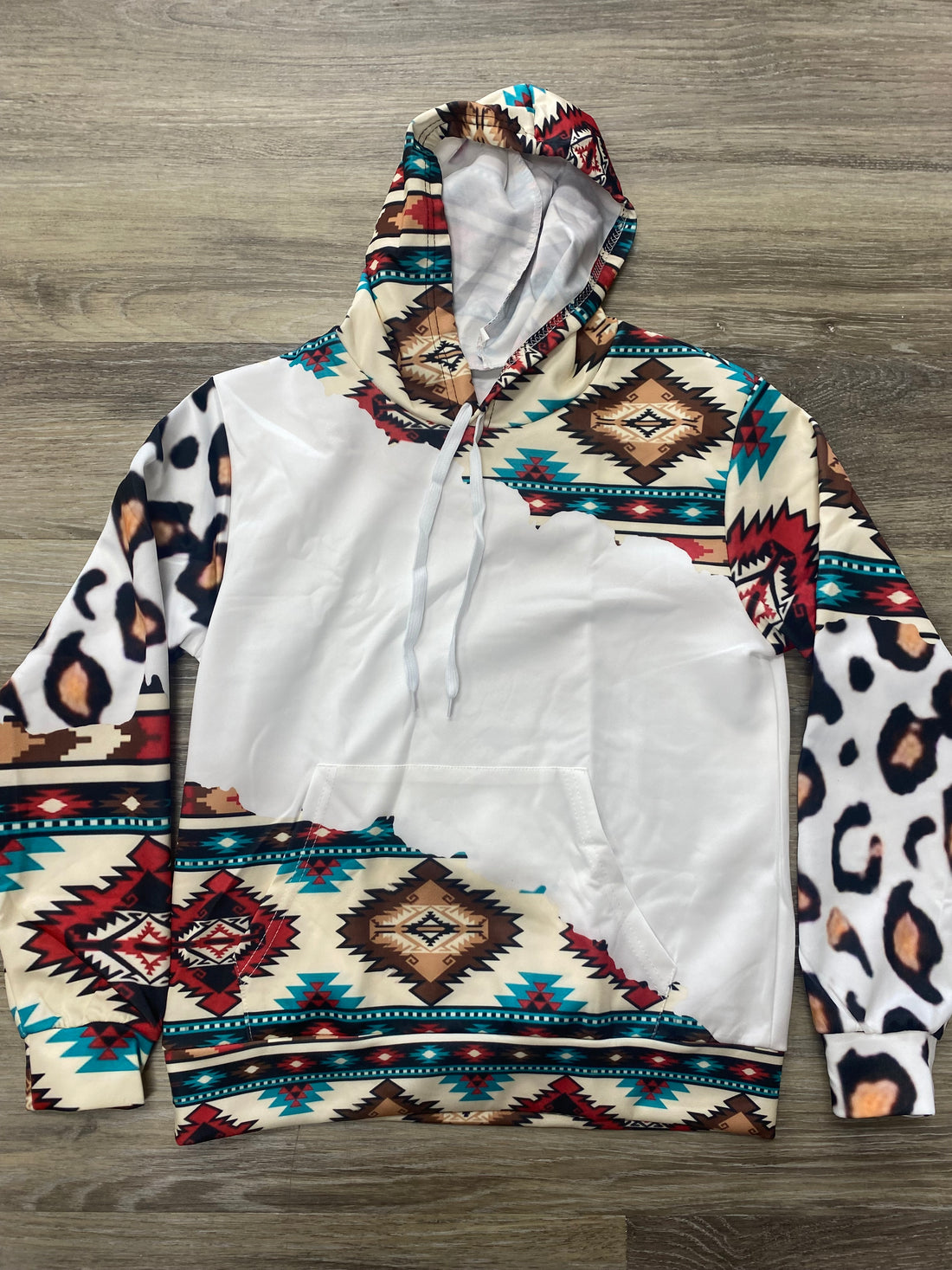 Tribal Leopard Faux Bleached Hoodie