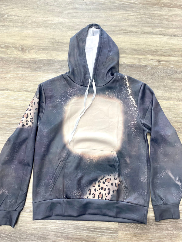 Grey Leopard Faux Bleached Hoodie