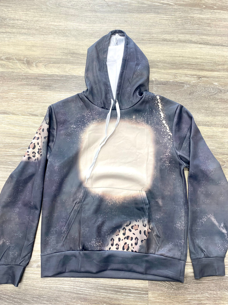 Grey Leopard Faux Bleached Hoodie
