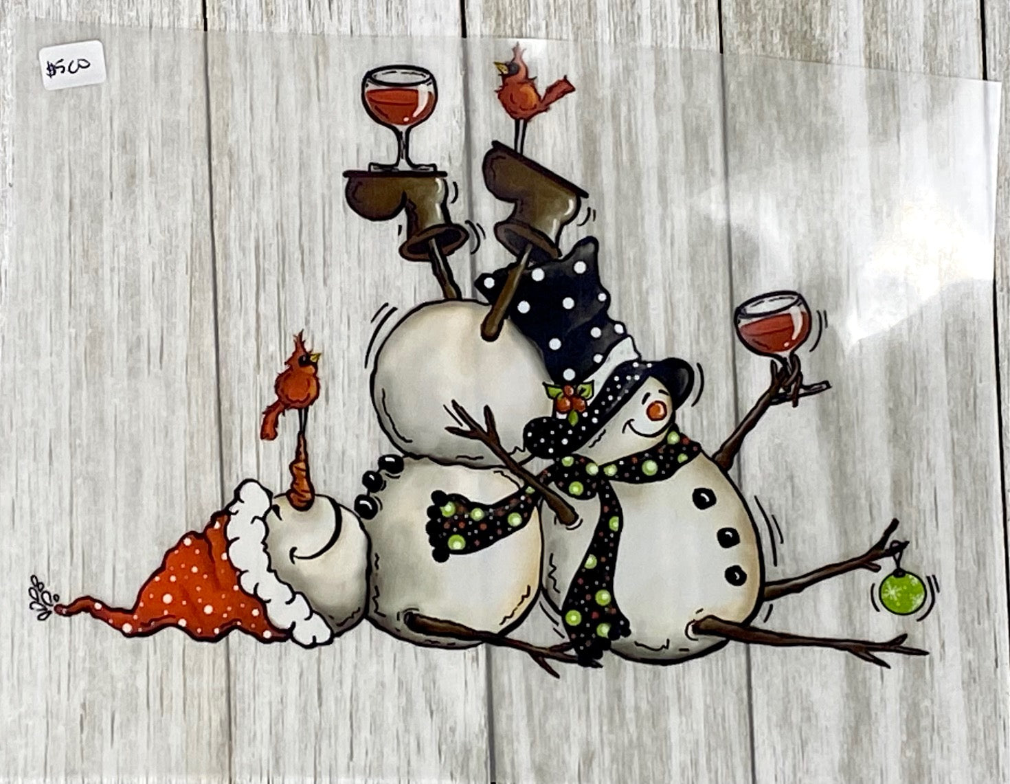 Tipsy Wine Snowman DTF Transfer