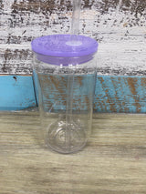 16oz Plastic Libbey Cup w/Plastic Lid And Straw